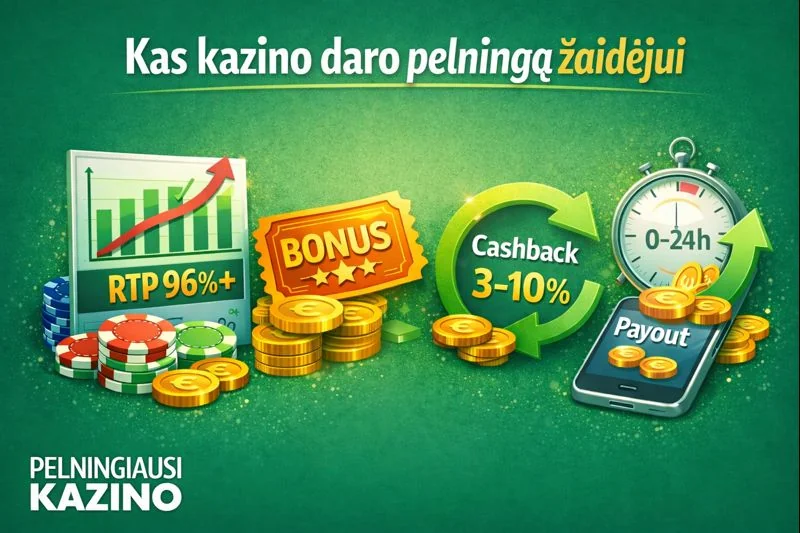 Kas daro kazino pelningą žaidėjui – RTP, cashback ir išmokėjimų greitis