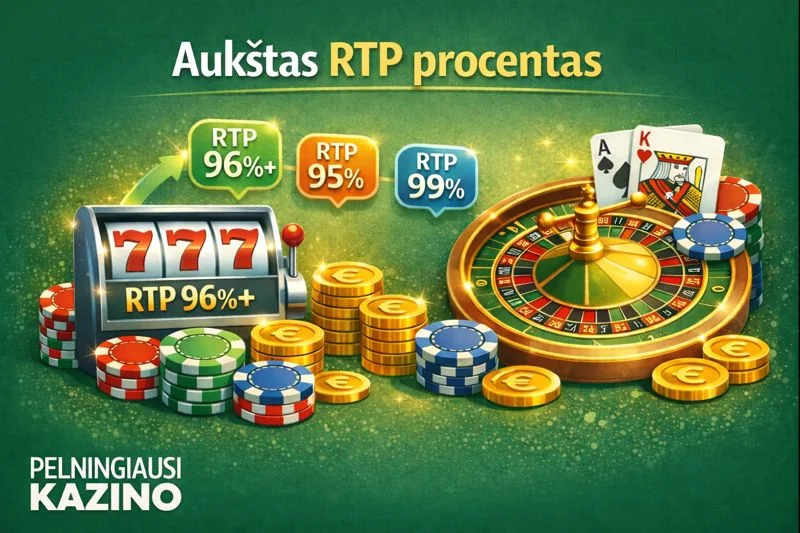 Aukštas RTP procentas kazino žaidimuose – lošimo automatai ir stalo žaidimai